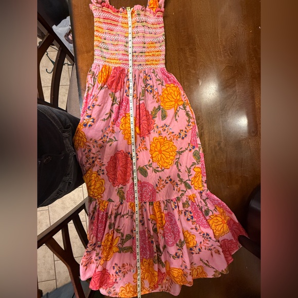 Boho Olivaceous Pink and Orange Floral Maxi Dress with Pockets Size Small - Picture 4 of 5